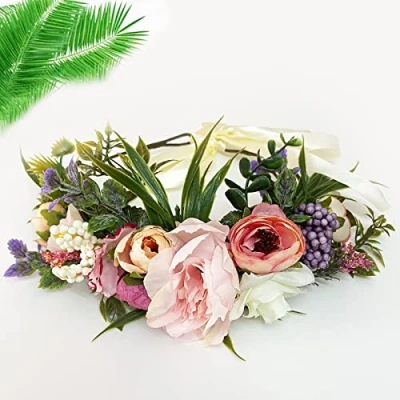 Abbildung von Blumenkranz Haare, Blume Krone Stirnband, Künstliche Blumen Krone, Braut Kopfstück Haarreif Blumen, für Brautjungfer Mädchen Mutterschaft Photo Festival Party Hochzeit Strand