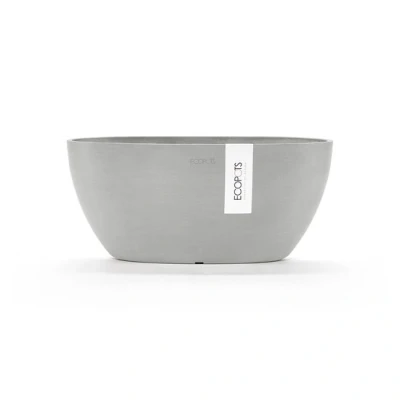 Abbildung von Ecopots Sofia oval 30 cm weiß grau Pflanzen /Blumentopf