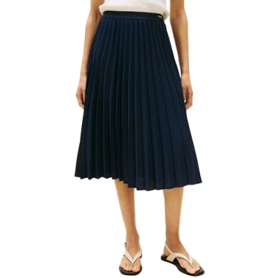 Abbildung von Tommy Hilfiger Fluid Pleated PULL ON MIDI Skirt Alinienrock, Damen, Größe: 42, Dark night navy