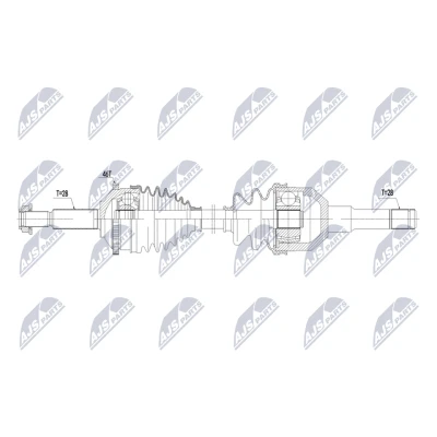 Abbildung von NTY NPW JG 016 Antriebswelle Hinterachse links 803mm Automatikgetriebe, Schaltgetriebe