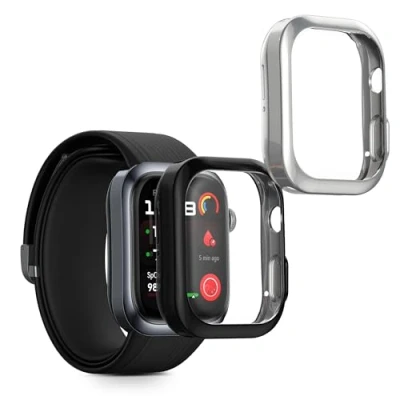 Abbildung von kwmobile 2X Schutzhülle kompatibel mit Huawei Watch D2 Hülle Fullbody Cover Set aus Silikon Schwarz Silber