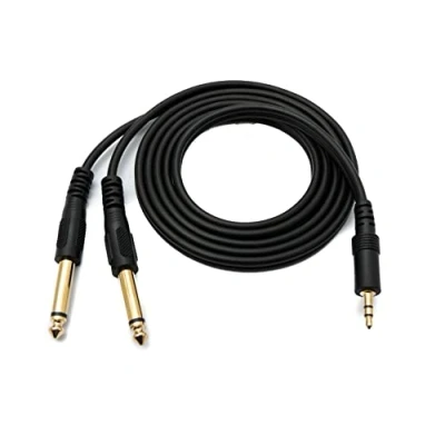 Abbildung von System S Audio Y Kabel 150cm Stereo AUX Klinke 6,35mm Stecker &amp; zu 3,5 mm
