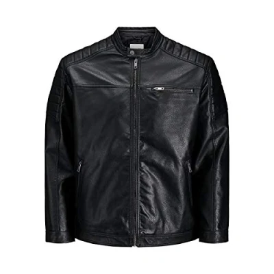 Abbildung von Jack &amp; Jones Jcorocky Jacket Kunstlederjacke, Herren, Größe: 4XL, Black