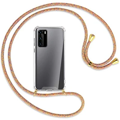 Abbildung von mtb more energy® Handykette kompatibel mit Huawei P40 (6.1&#039;&#039;) Rainbow/Gold Smartphone Hülle zum Umhängen Anti Shock Strong TPU Case