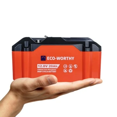 Abbildung von ECO WORTHY LiFePO4 Akku 12V 20Ah Lithiumbatterie wiederaufladbar mit 3000 15000 Tiefzyklus und BMS Schutz für Trolling Motor,Rollstuhl,Camping