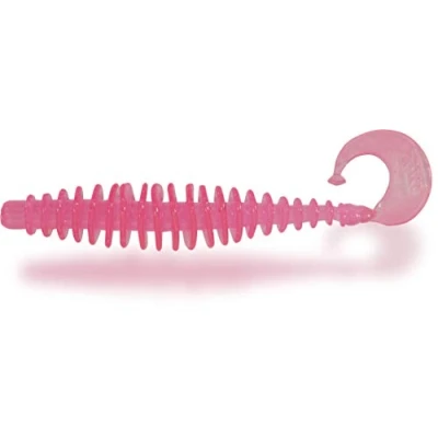 Abbildung von Magic Trout Premium T Worm Angel Zubehör Forellen Angeln Gummifisch mit Twister Schwanz, neon pink, 5,5 cm