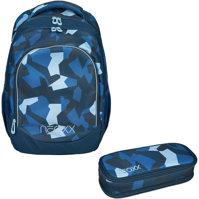 Abbildung von neoxx Schulrucksack &quot;Camo Nation Rucksack &amp; Schlamperbox&quot;, Reflektorflächen, aus recycelten PET Flaschen