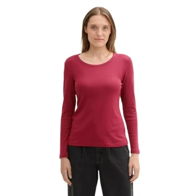 Abbildung von TOM Tailor Langarm Langarmshirt, Damen, Größe: XL, Deep red
