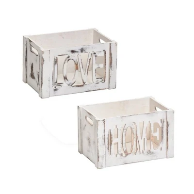 Abbildung von HTI Living Holzkiste Aufbewahrungskisten Love und Home 2er Set (Set, 2 St., 2x Aufbewahrungskisten), Aufbewahrungsboxen