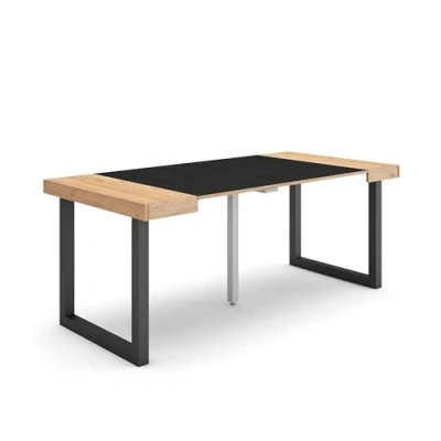 Abbildung von Skraut Home Ausziehbarertisch Multifunktionaler ausziehbarer 180 Für 8 Gäste Massivholz Beine Moderner Stil Eiche Schwarz