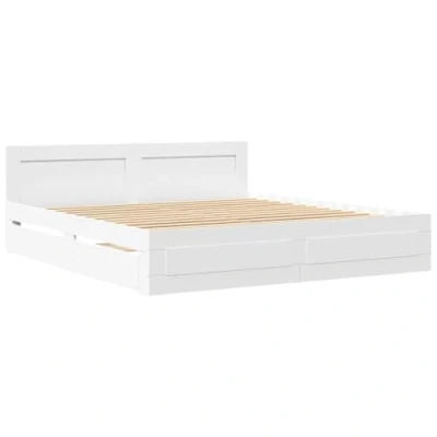 Abbildung von vidaXL Bett Bettgestell mit Kopfteil Weiß 200x200 cm Holzwerkstoff