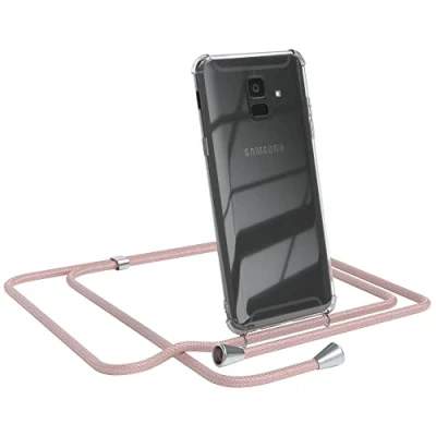 Abbildung von EAZY CASE Handykette kompatibel mit Samsung Galaxy A6 Handyhülle Umhängeband, Handykordel Schutzhülle, Silikonhülle, Hülle Band, Stylische Kette für Smartphone, Rosé Gold