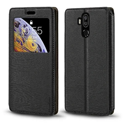 Abbildung von Oukitel K9 Hülle, Holzmaserung Leder Hülle mit Kartenhalter und Fenster, Magnetisches Flip Cover für