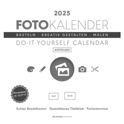 Abbildung von Alpha Edition Foto Bastelkalender weiß 2025, 16x17cm Do it yourself Kalender mit Seiten aus hochwertigem Bastelkarton, gestaltbares Titelblatt und Ferientermine DE/AT/CH: calendar