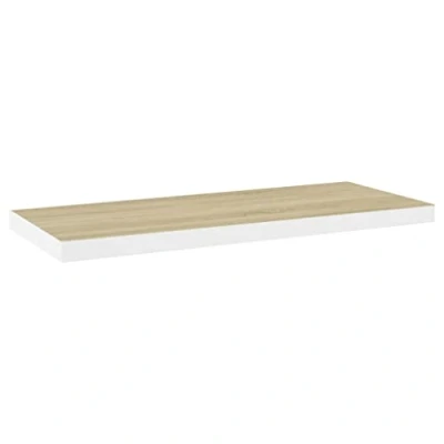Abbildung von vidaXL Schweberegal Wandregal Schwebend Bücherregal Wandboard Hängeregal Dekoregal Freischwebend Regal Eichenoptik Weiß 80x23,5x3,8cm MDF