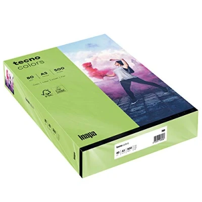 Abbildung von 5 x Inapa Multifunktionspapier tecno colors A3 80g/qm VE=500 Blatt grü