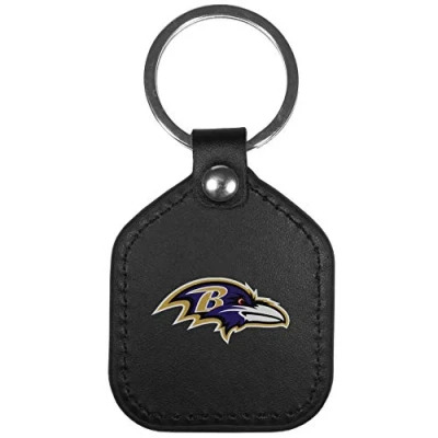 Abbildung von Siskiyou Sports NFL Baltimore Ravens Unisex Leder Square Schlüsselanhänger, Schwarz, Einheitsgröße