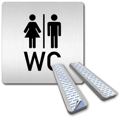 Abbildung von Türschilder24 XXL Schild Türschild 125 x mm WC + Toilettten Piktogramm 1,5 Aluminium Vollmaterial 100% Made in Germany (WC Abstandshalter)