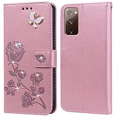 Abbildung von PKQTOP Hülle für Samsung Galaxy S20 FE Handyhülle,Klappbar Tasche Case,Standfunktion,Kartenfach,Silikon Bumper,Stoßfeste Schutzhülle Cover