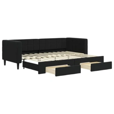 Abbildung von vidaXL Tagesbett, Ausziehbar Schlafsofa mit Schubladen Matratzen, Bettsofa Gästebett für Schlafzimmer Wohnzimmer, Sofa Bett Ausziehbett, Schwarz 80x200 cm Samt