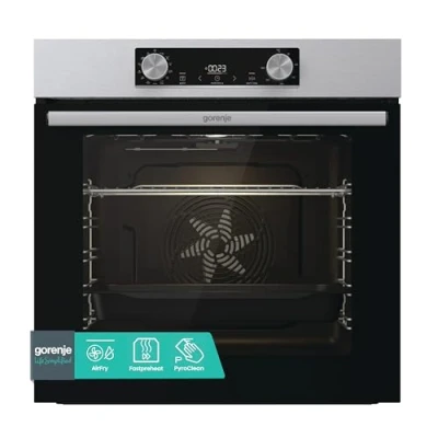 Abbildung von Gorenje BOP6737E02XK Einbaubackofen, 77 Liter, 60CM, Heißluft, EcoClean Email, Air Fry, Aushängbare Glas Backofentür, Fast Pre heat, PyroClean, Abnehmbare Glastür, Max. Ofentemperatur 300 C