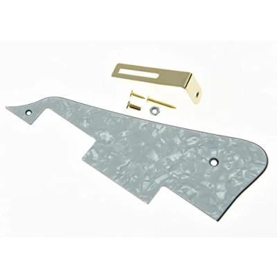 Abbildung von KAISH White Pearl LP Gitarren Pickguard mit goldfarbener Halterung für Epiphone Les Paul