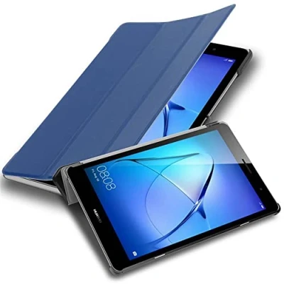 Abbildung von Cadorabo Hülle kompatibel mit Huawei MediaPad T3 8 (8.0 Zoll) Tablethülle ohne Auto Wake Up aus Kunst Leder Flip Klappbare Magnetische Cover für Tasche in Blau