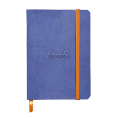 Abbildung von Rhodia 117358C Rhodiarama Notizheft (mit weichem Umschlag, dot grid, 72 Blatt, 90 g elfenbeinfarbenes Papier, DIN A6, 10,5 x 14,8 cm, Lesezeichen, Innentasche) 1 Stück saphirblau