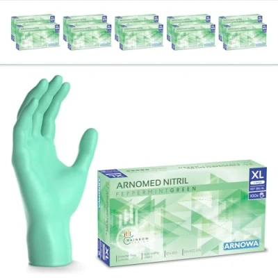 Abbildung von 2000 Stk (20x100) ARNOMED Einweghandschuhe Grün, Einmalhandschuhe XL, Nitril Handschuhe Einweg, Nitrilhandschuhe puderfrei, Gummihandschuhe Schutzhandschuhe, XS, S, M, L, XL