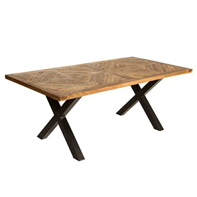 Abbildung von riess ambiente Esstisch INFINITY HOME 200cm natur / schwarz (Einzelartikel, 1 St), Massivholz · Metall X Gestell 4cm Tischplatte Industrial Design
