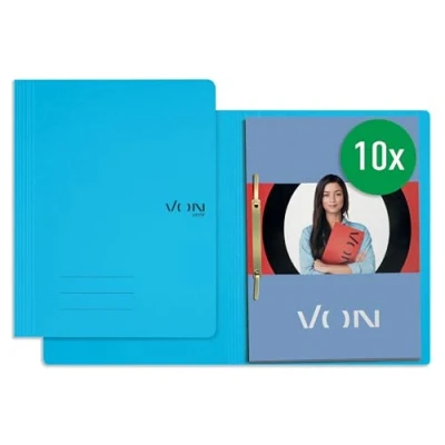 Abbildung von VON Leitz 10er Pack Schnellhefter A4, Karton, Mit Heftmechanik, Für 250 Blatt, Soft Cover, Schule, Studium &amp; Haushalt, Hellblau, 30130030