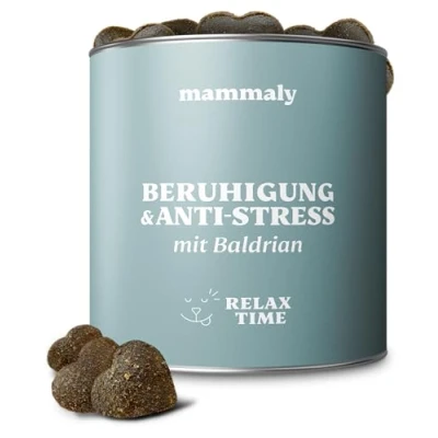 Abbildung von mammaly Beruhigungsmittel für Hunde Relax Time 110 Leckerlis mit Baldrian &amp; Zitronenmelisse (Entspannungs Anti Stress Mittel) leckere Snacks Seelenruhe Entspannung Hund bei Angst/Stress