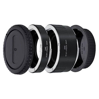 Abbildung von JJC Autofokus (AF) Makro Verlängerungsrohr mit TTL Belichtung für Nahaufnahmen Canon EF/EF S Mount DSLR Kameras und Objektive (12 mm/25 mm Set)