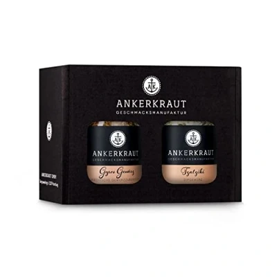 Abbildung von Ankerkraut Box Sirtaki Abend, mit Gyros Gewürz und Tzatziki Gewürz, im Korkenglas