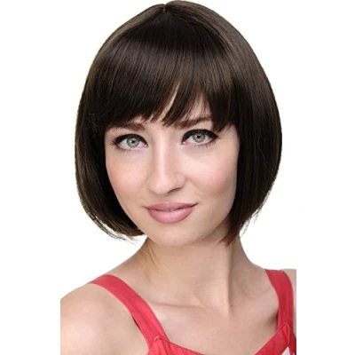 Abbildung von WIG ME UP 703 4T8 Sexy Bob, Perücke, gerader Pony, Braun Mix, Dunkelbraun Mittelaschbraun mit heller werdenden Spitzen
