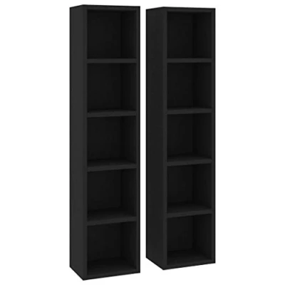 Abbildung von vidaXL 2X CD Regal Ständer Standregal Wandregal Medienregal Dekoregal Aufbewahrung Büroregal für 160 CDs Schwarz 21x16x93,5cm Holzwerkstoff