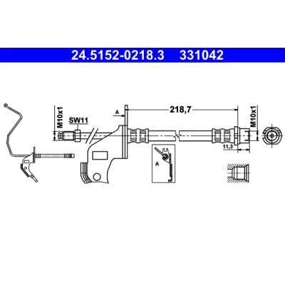 Abbildung von ATE 24.5152 0218.3 Bremsschläuche 230 M10x1 OPEL: Astra H GTC, Schrägheck, Kastenwagen