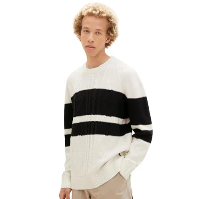 Abbildung von TOM Tailor Denim Relaxed Strickpullover, Herren, Größe: XL, Wool white