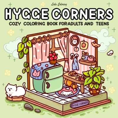 Abbildung von Hygge Corners: Cozy Coloring Book for Adults and Teens Featuring Cute Simple Designs of Relaxing Nooks Comfy Spaces Stress Relief