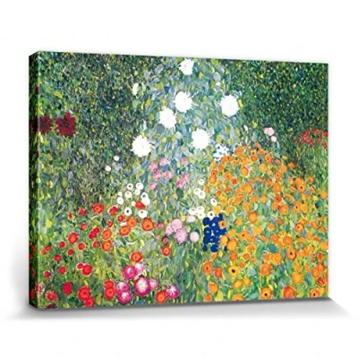 Abbildung von 1art1 Gustav Klimt Poster Blumengarten, 1906 08 Bilder Leinwand Bild Auf Keilrahmen XXL Wandbild Kunstdruck Als Leinwandbild 40x30 cm