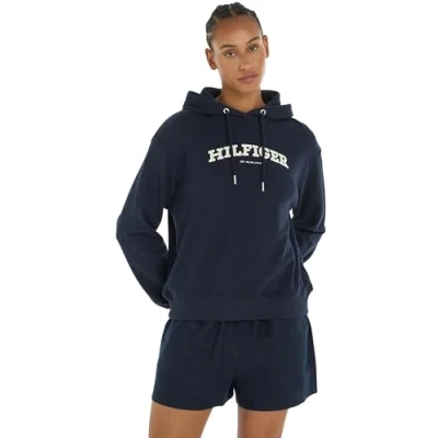 Abbildung von Tommy Hilfiger Damen Hoodie mit Kapuze, Blau (Desert Sky), XXS