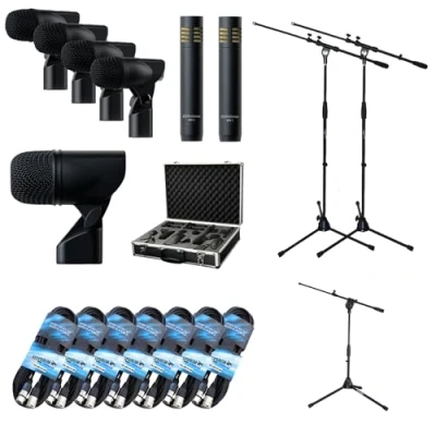 Abbildung von PreSonus DM 7 Mikrofon Set für Schlagzeug Drum Mikrofonset + keepdrum 7X XLR Kabel 2X Galgen Mikrofonständer 1x Stativ halbhoch