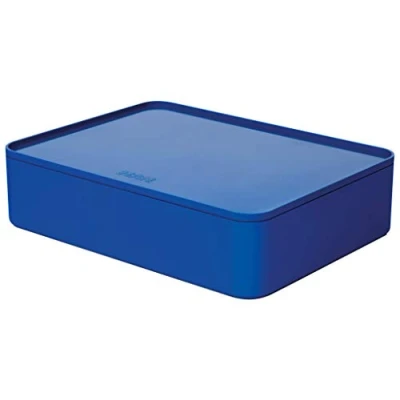Abbildung von HAN Schubladenbox Allison SMART ORGANIZER Utensilienbox mit Innenschale und Deckel/ Serviertablett, stapelbar, für Büro, Schreibtisch, Badezimmer, Küche, möbelschonende Gummifüße, 1110 14, royal blue