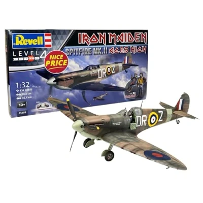 Abbildung von Revell NICE PRICE Modellbausatz I Spitfire Mk.II &quot;Aces High&quot; Iron Maiden Maßstab 1:32 134 Teile für Kinder und Erwachsene ab 12 Jahren Geschenkidee Rock n Roll Fans Flugzeug Bausatz
