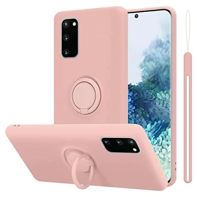 Abbildung von Cadorabo Hülle kompatibel mit Samsung Galaxy S20 FE Schutzhülle TPU Silikon Case Liquid Design Ring Slim Kratzfest Liquidsilikon Microfaser für in Rosa