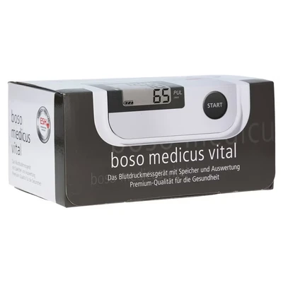 Abbildung von boso Oberarm Blutdruckmessgerät medicus vital, Bewegungssensor zur Vermeidung von Fehlmessungen, Herzrhythmusstörungen Erkennung, Intelligente Aufpumpautomatik