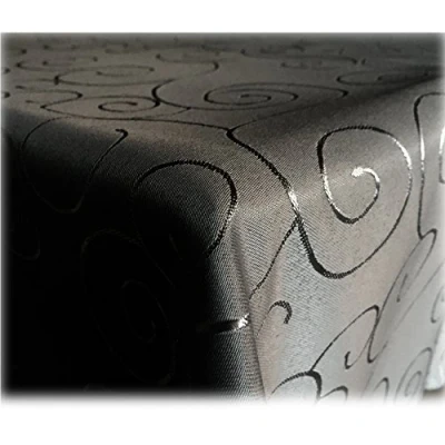 Abbildung von JEMIDI Tischdecke Ornamente Seidenglanz Edel Tisch Decke Tafeldecke 31 Größen und 7 Farben Schwarz 160x260