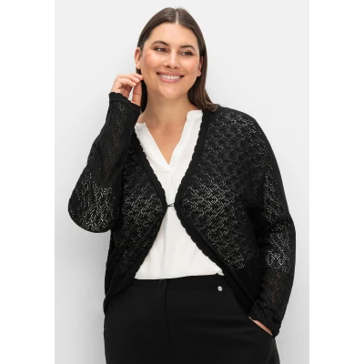 Abbildung von Sheego Strickjacke Große Größen mit leicht transparentem Ajourstrickmuster