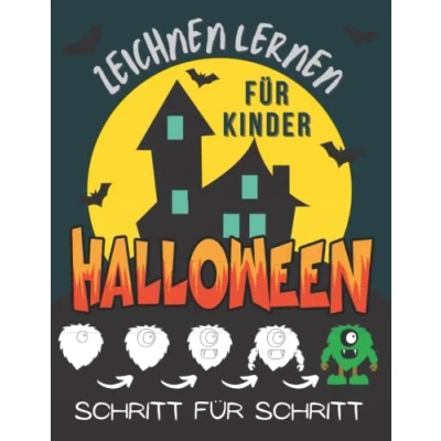 Abbildung von Zeichnen Lernen Halloween Für Kinder: Reproduzieren die Zeichnung Schritt Vorschulkinder zeichenbuch Mädchen und Jungen ab 2 Jahren.