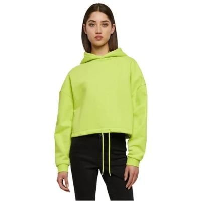 Abbildung von Urban Classics Cropped Kapuzenpullover, Damen, Größe: 4XL, Frozenyellow
